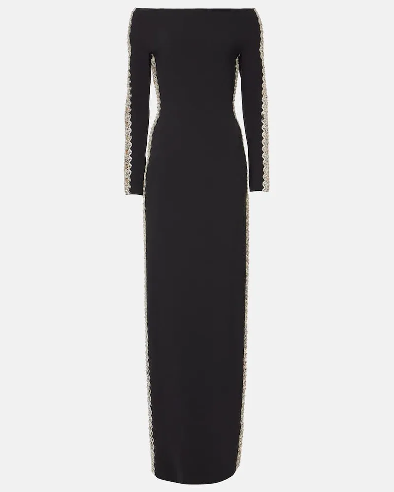 Jenny Packham Abito lungo Charisma in crÃªpe Nero