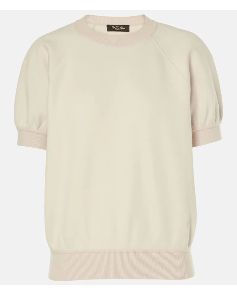 Loro Piana Top Viera in cotone, seta e cashmere Bianco