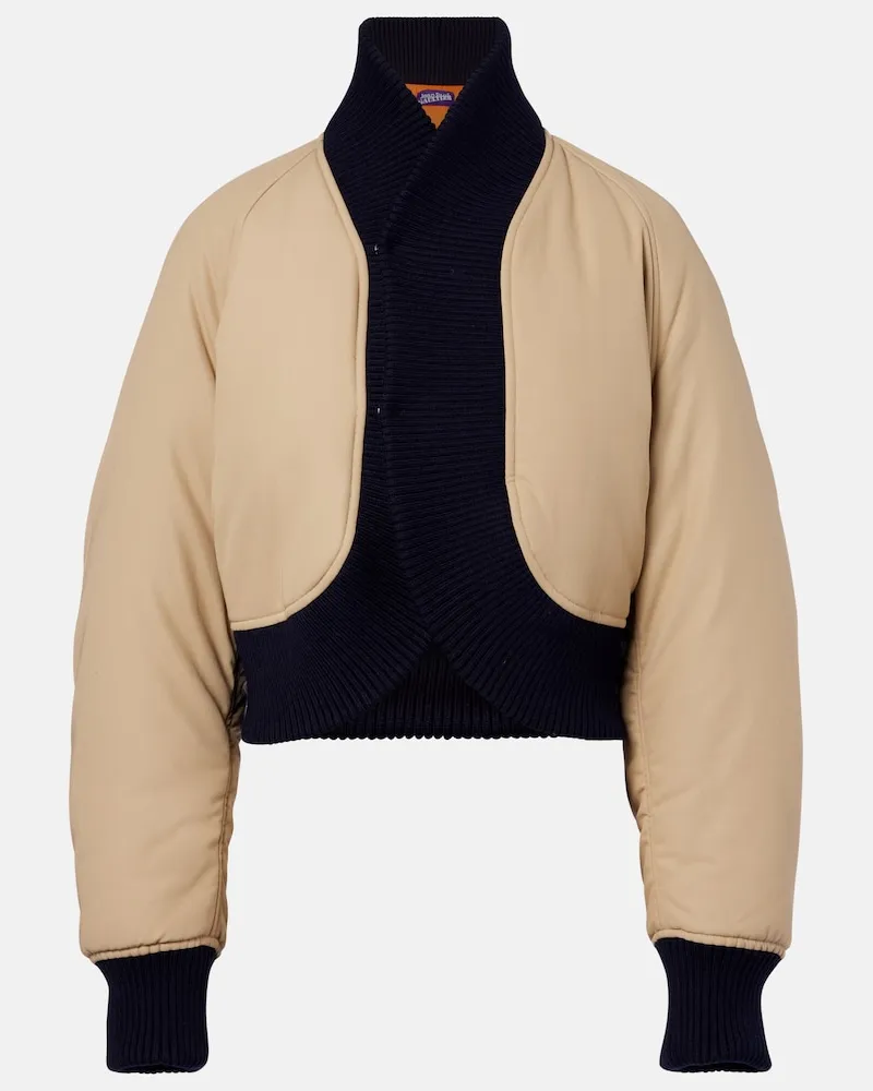 Jean Paul Gaultier Bomber in cotone cropped Beige
