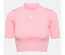 Courrèges Pullover cropped in maglia a coste