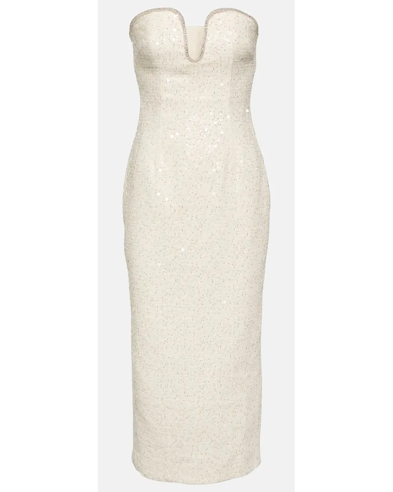 Self-Portrait Bridal - Abito midi in bouclÃ© con paillettes Bianco