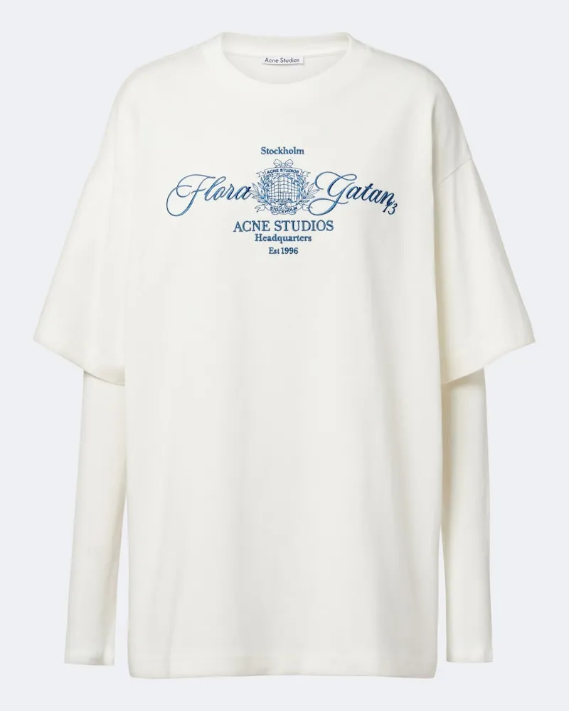 Acne Studios T-shirt in jersey di cotone con ricamo Bianco