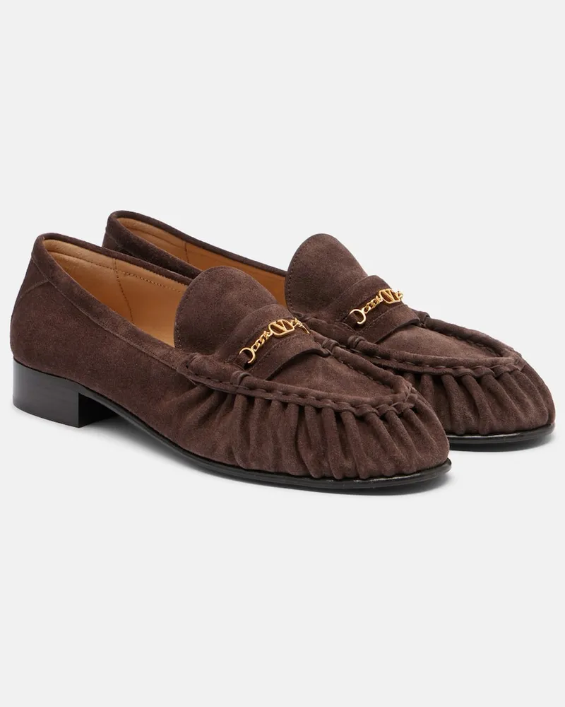 Valentino Garavani Mocassini VLogo in suede Marrone