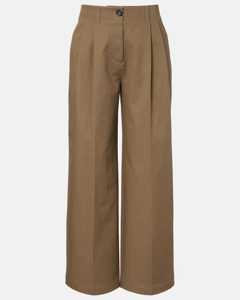 Totême Pantaloni a gamba larga in cotone Marrone