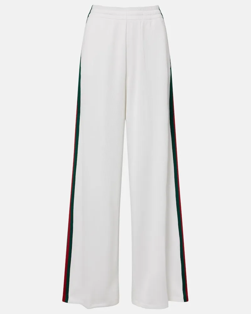 Gucci Pantaloni sportivi Web Stripe in jersey Bianco