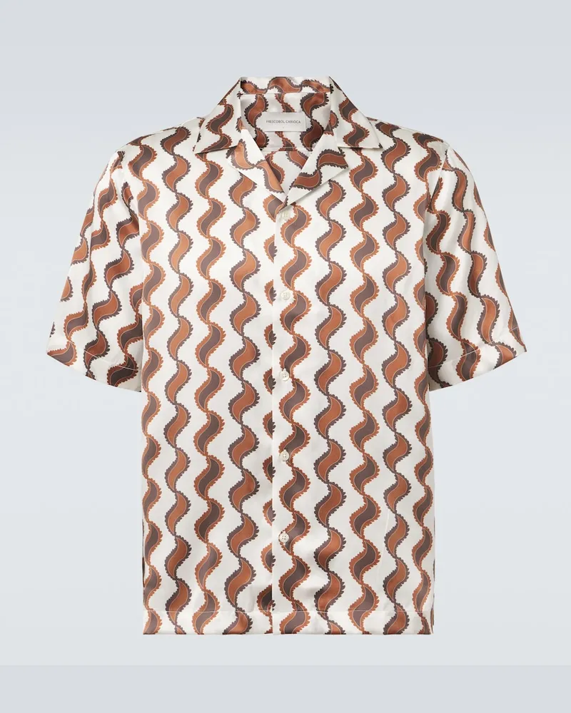 Frescobol Carioca Camicia bowling Roberto in seta con stampa Multicolore
