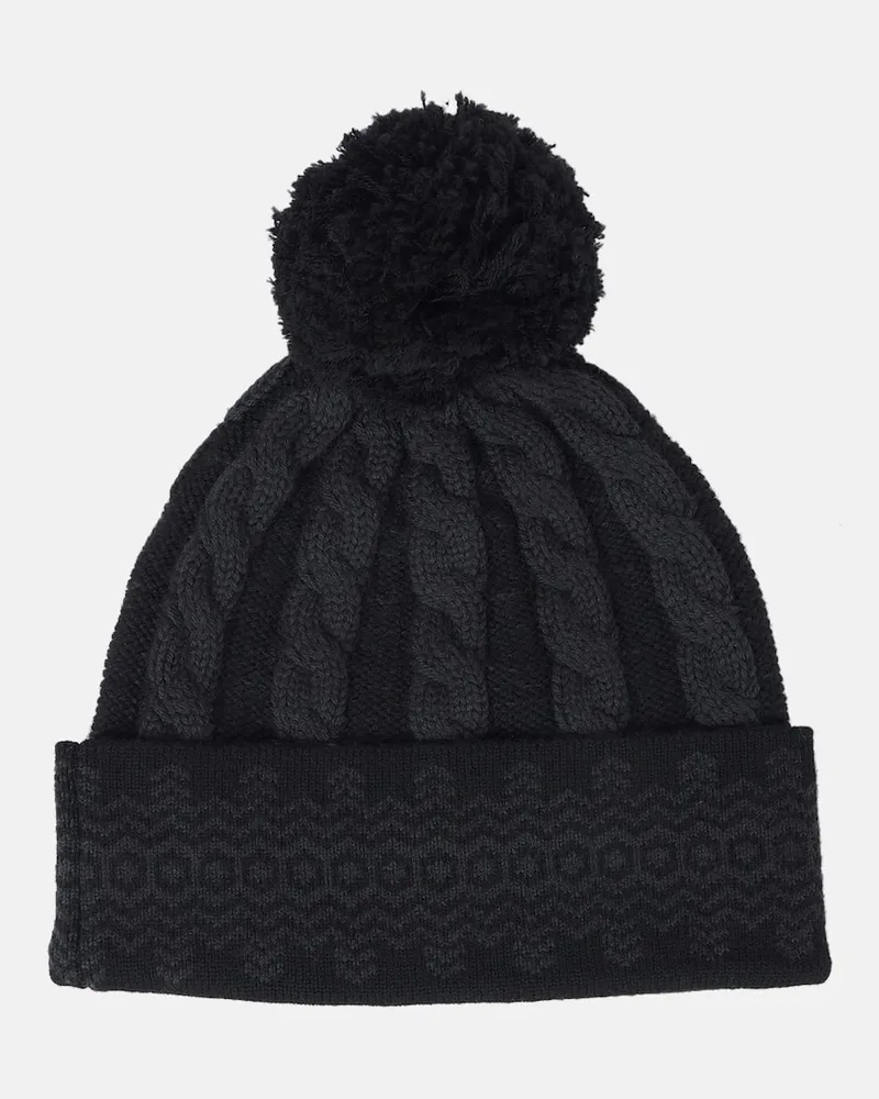 Perfect Moment Berretto Bobble in lana a trecce Nero