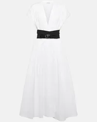 Alaïa Alaïa Abito midi in popeline di cotone con cintura Bianco