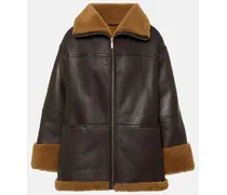 Giacca Signature in pelle con shearling