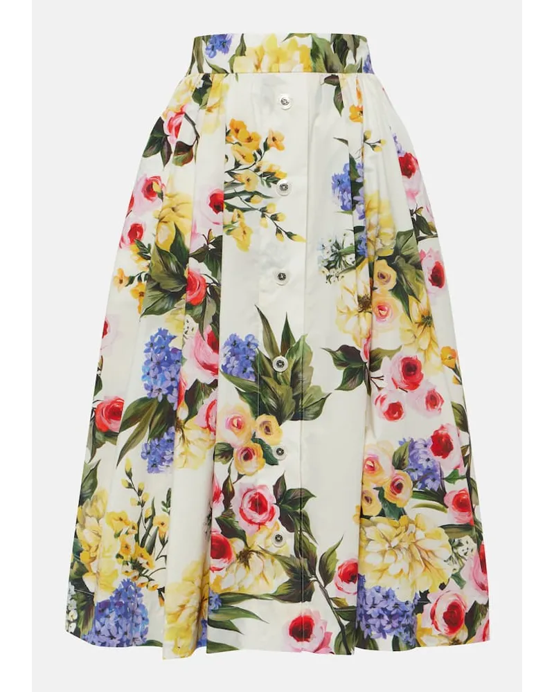 Dolce & Gabbana Gonna midi in popeline di cotone Multicolore
