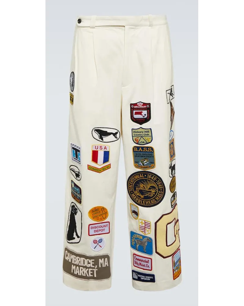 BODE Pantaloni Cambridge in canvas di cotone Bianco