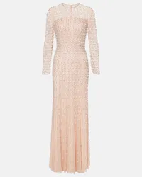 Jenny Packham Abito lungo Nova con cristalli Rosa