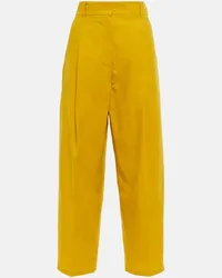 Max Mara Pantaloni Safari in cotone e seta Giallo