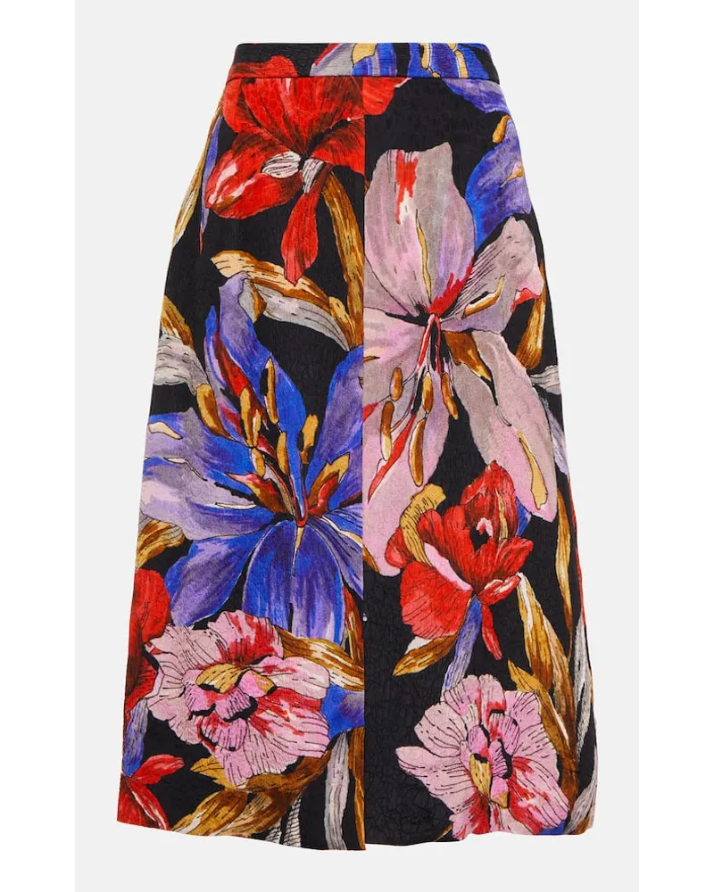 Dries van Noten Gonna midi con stampa Nero