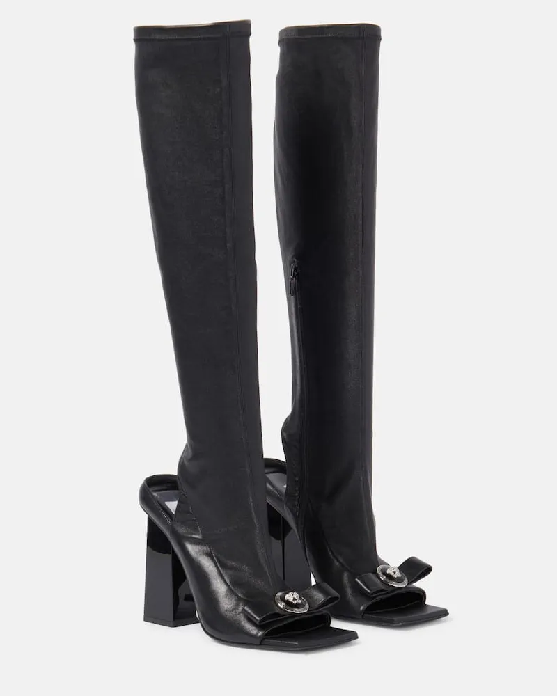 Versace Stivali Gianni Ribbon in pelle Nero
