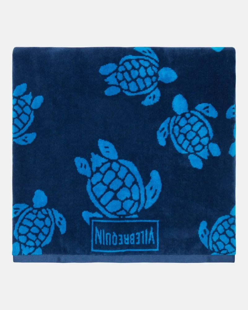 Vilebrequin Telo mare in spugna di cotone jacquard Blu