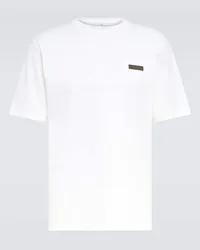 Berluti T-shirt in cotone con pelle Bianco