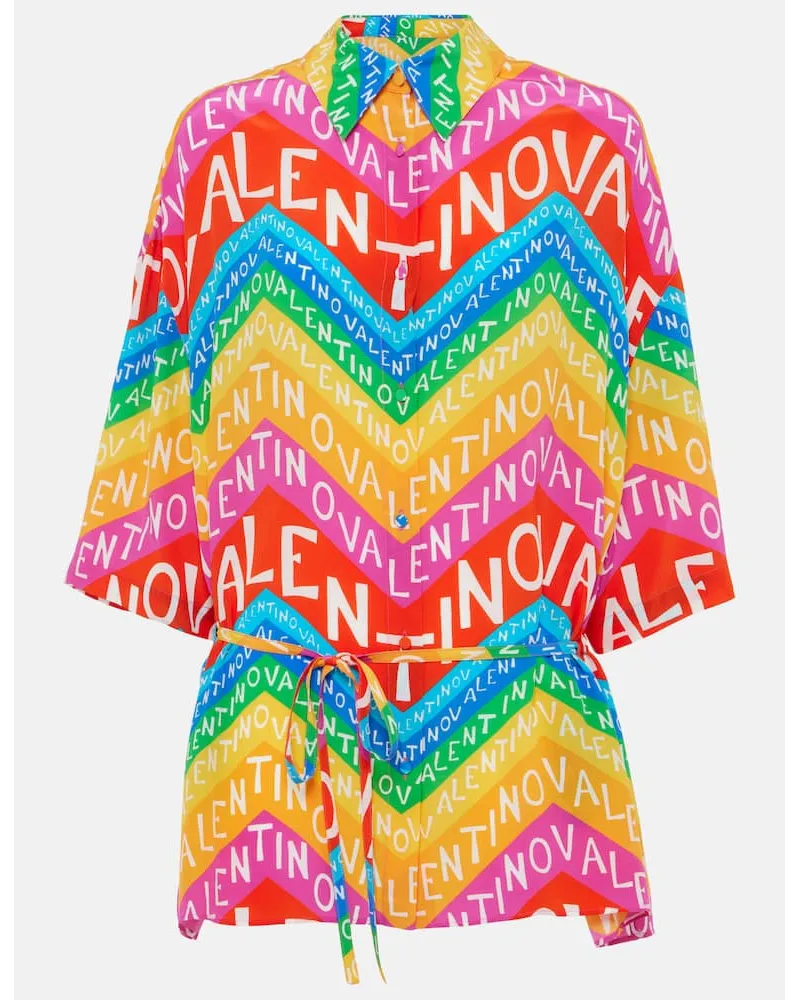 Valentino Garavani Abito chemisier in seta con logo Multicolore