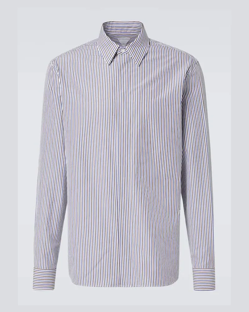 Bottega Veneta Camicia in cotone e lino a righe Blu