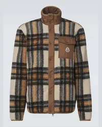 Moncler Giacca in teddy a quadri Beige