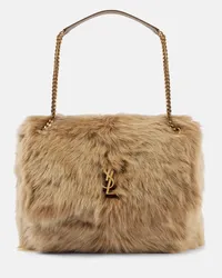 Saint Laurent Borsa a spalla Niki Large in shearling Marrone