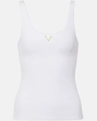 Valentino Garavani Tank top VGold in jersey a coste Bianco