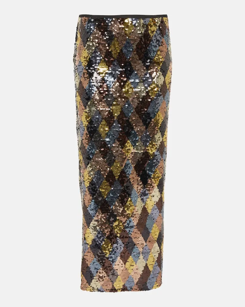 RIXO Gonna midi Kelly in crÃªpe con paillettes Multicolore