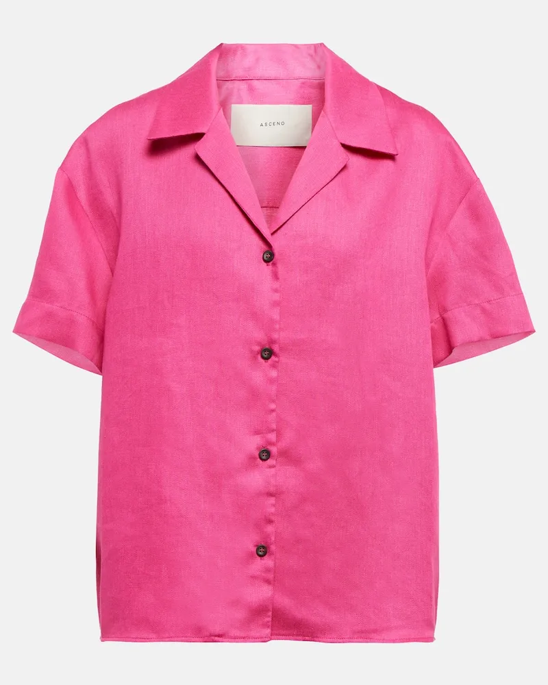 ASCENO Camicia Prague in lino Rosa