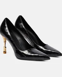 Balmain Pumps Moneta in pelle stampata Nero