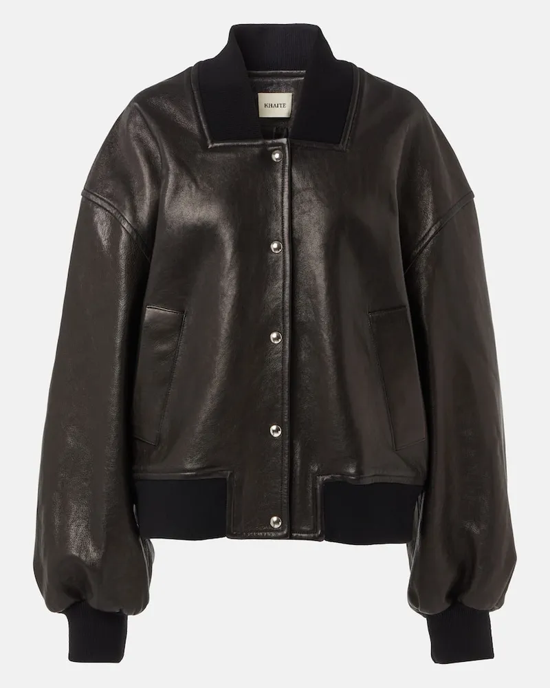 KHAITE Bomber Spence in pelle Nero
