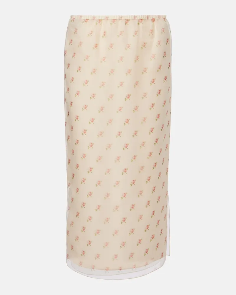 KHAITE Gonna midi Sydni in organza di seta Rosa