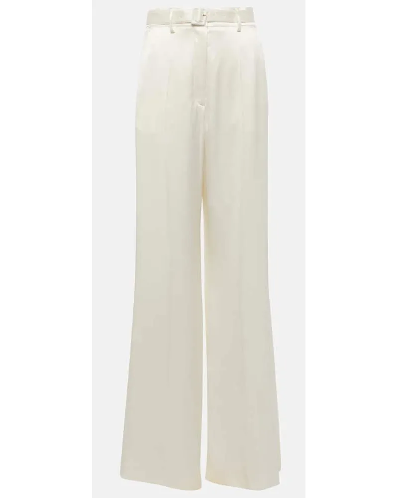 Gabriela Hearst Pantaloni a gamba larga Mabon in seta Bianco