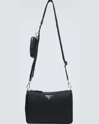 Prada Borsa a tracolla in nylon e pelle saffiano Nero