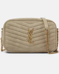 Saint Laurent Borsa a tracolla Lou Mini in suede Oro