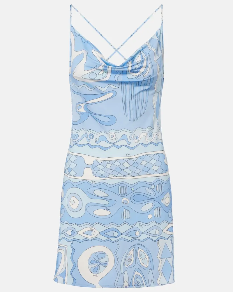 Emilio Pucci Abito corto Angoli in jersey di raso Blu
