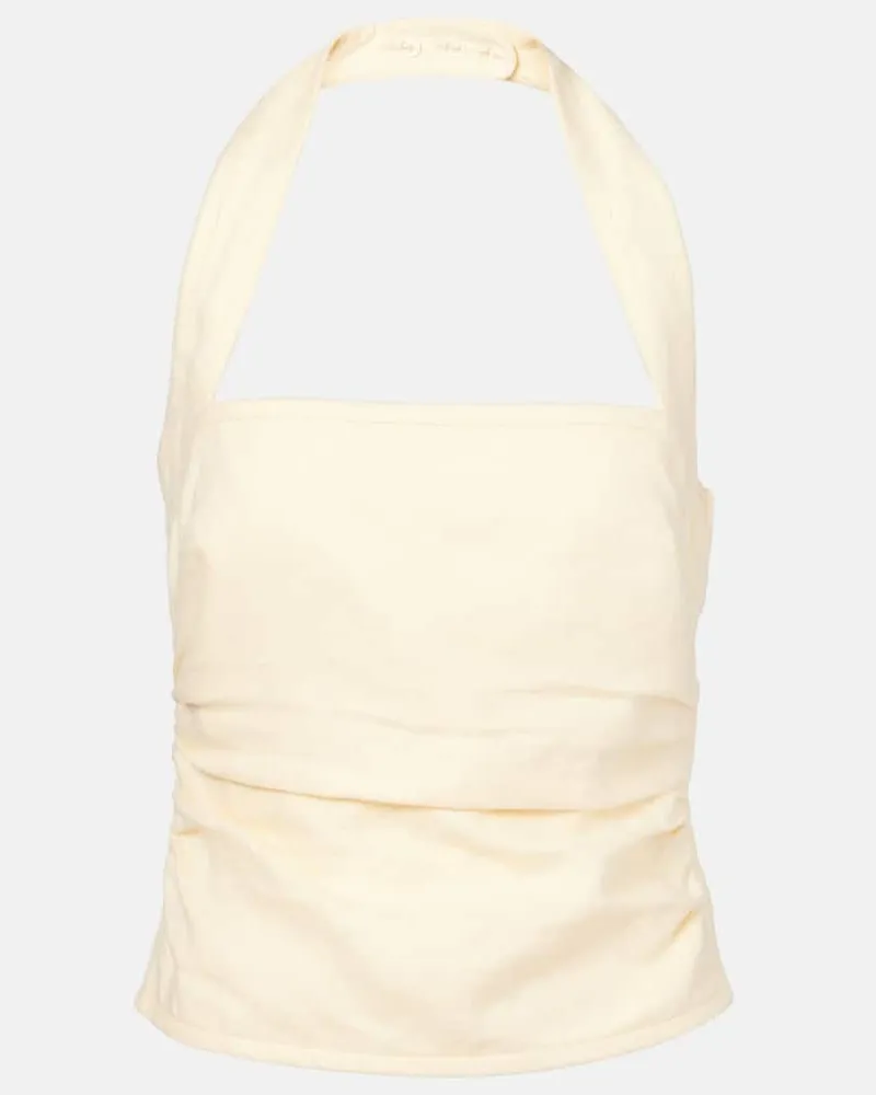 SIR Top Jerry in lino con ruches Bianco