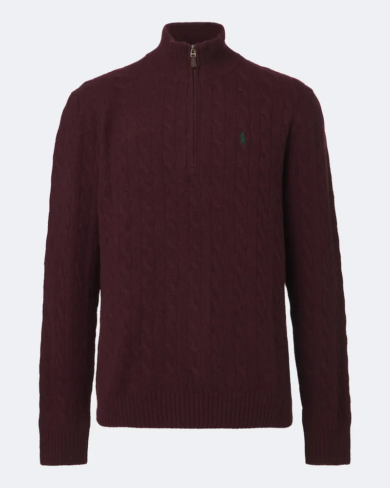 Ralph Lauren Pullover in lana e cashmere a trecce Borgogna