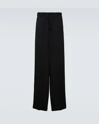 Balenciaga Pantaloni in lana a gamba larga Nero