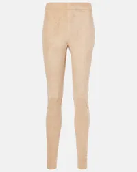 Joseph Leggings in suede a vita media Beige