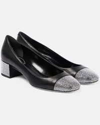 René Caovilla Pumps Kristen in pelle con cristalli Nero