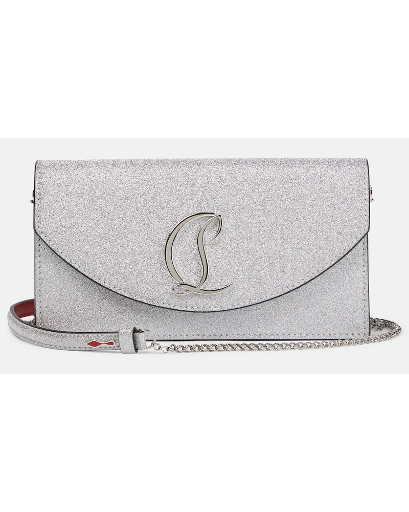 Christian Louboutin Borsa Loubi54 in pelle con glitter Argento