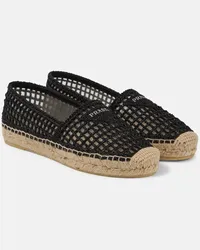 Prada Espadrillas in crochet con logo Nero