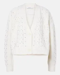 Max Mara Cardigan Musica in lana e cashmere con cristalli Bianco