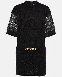 Valentino Garavani Miniabito VLogo Chain in bouclé e pizzo Nero