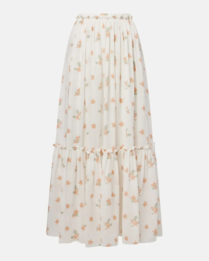 Chloé Chloé Gonna lunga in seta con stampa Bianco