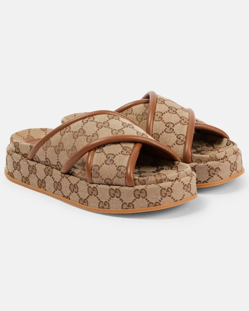Gucci Sandali Clarice in canvas GG Beige