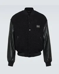 Dolce & Gabbana Bomber in misto lana con logo Nero