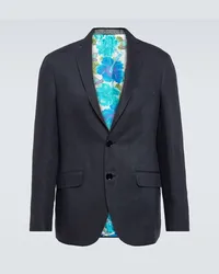 Etro Blazer monopetto in lino Blu