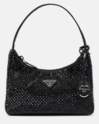 Prada Borsa in raso con cristalli Nero