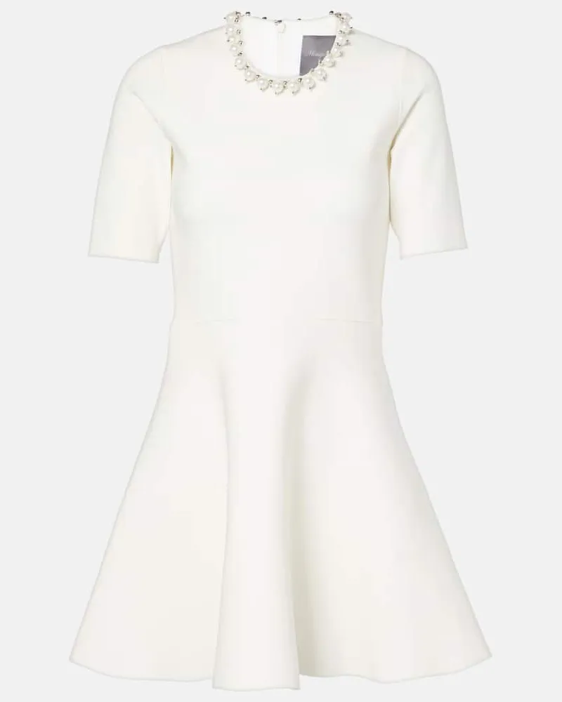 Monique Lhuillier Abito corto in maglia con decorazioni Bianco